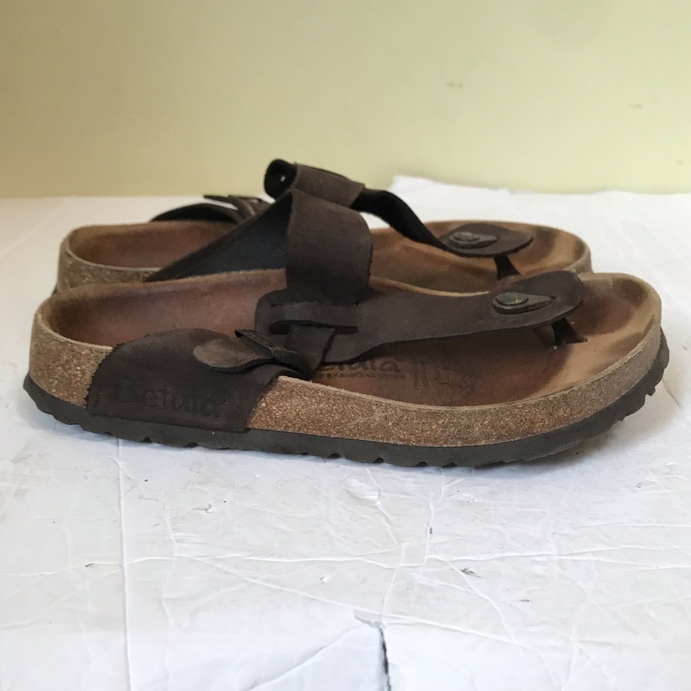 BIRKENSTOCK Betula GIZEH Brown Leather Thong Sandals EVA Comfort Buckle Boho 9
